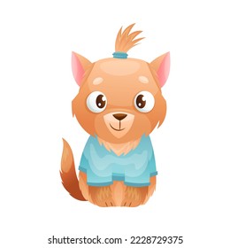 Dog Puppy with Cute Snout as Home Pet Animal Vector Illustration