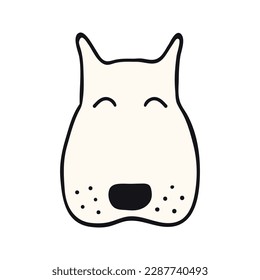 Dog, puppy face cute funny cartoon character illustration. Hand drawn vector, isolated. Line art. Domestic animal logo. Design concept pet food, branding, business, vet, print, poster