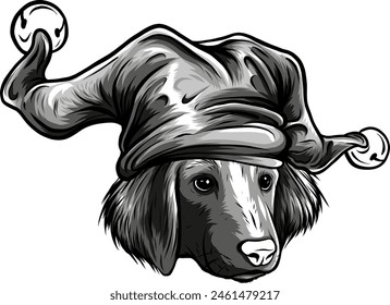 Dog puppy face portrait monochrome icon vector illustration.