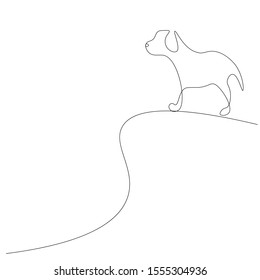 Dog puppy line drawing, vector illustration
