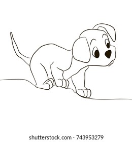 Dog , puppy, looking forward . Animals coloring pages cartoon vector illustration