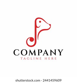 Dog Puppy with music note logo icon symbol clipart vector design