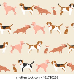 Dog puppy pattern seamless in vector