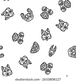 dog puppy pet animal cute vector seamless pattern thin line illustration