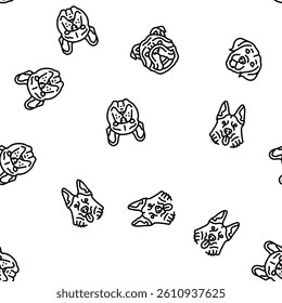 dog puppy pet animal cute vector seamless pattern thin line illustration
