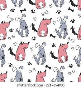 Dog puppy pet animal seamless pattern print wallpaper abstract concept. Vector graphic design illustration element