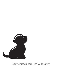 Dog puppy in profile, black silhouette on a transparent background, vector drawing for stencil