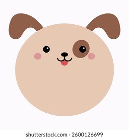 Dog puppy round face head icon. Cute cartoon kawaii pet funny baby animal character. Love greeting card. Sticker print template. Happy Valentines day. Flat design. White background. Isolated. Vector