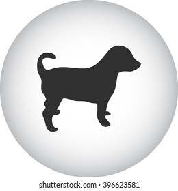 Dog puppy silhouette simple icon on round background