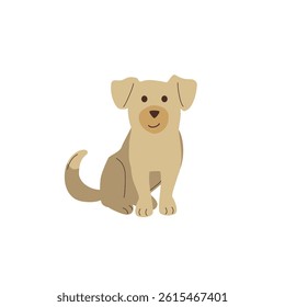 Dog, puppy sitting. Cute funny cartoon animal. Vector illustration isolated on white background.