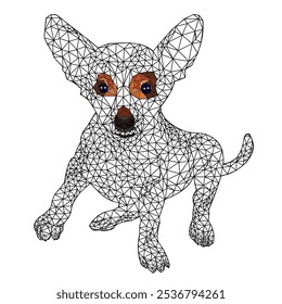 Cachorro cachorrinho pequeno terrier contorno baixo-polígono vetor ilustração editável mão desenhar