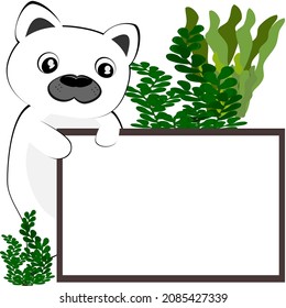 dog, puppy, standing in the signboard vector illustration Cute pets and used to put text, billboards