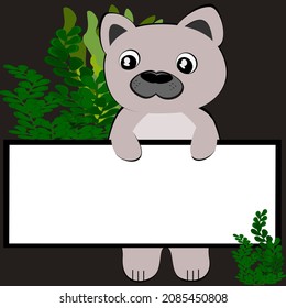 dog, puppy, standing in the signboard vector illustration Cute pets and used to put text, billboards