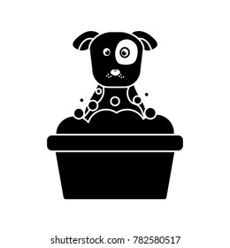 dog or puppy in tub  pet icon image 