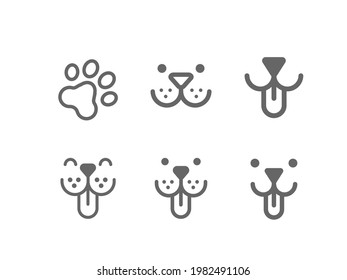 Dog, puppy vector line icon set