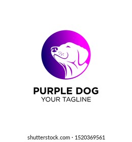 dog with purple color logo template