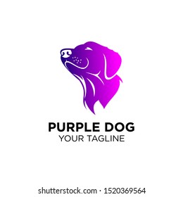 dog with purple color logo template