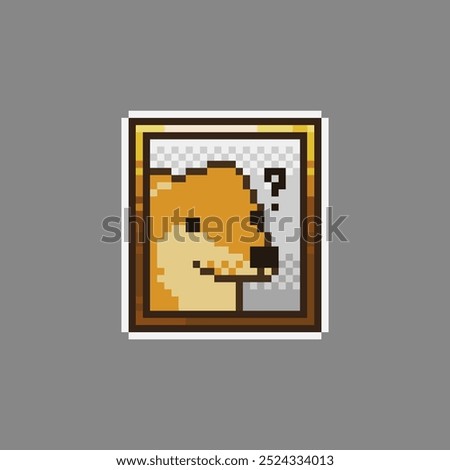  dog with question letter , pixel art  memeillustration 