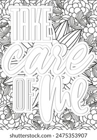 Dog Quotes Flower Coloring Page Beautiful black and white illustration for adult coloring book