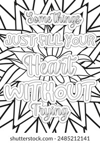 Dog Quotes Flower Coloring Page Beautiful black and white illustration for adult coloring book