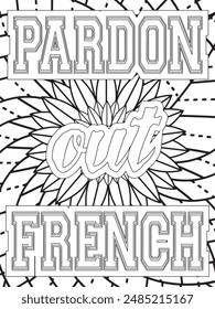 Dog Quotes Flower Coloring Page Beautiful black and white illustration for adult coloring book