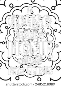 Dog Quotes Flower Coloring Page Beautiful black and white illustration for adult coloring book