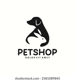 Dog And Rabbit Logo Design Template For Petshop