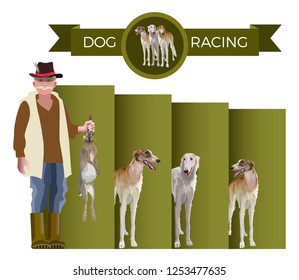 Dog Racing. Hare Coursing. Vector Illustration On White Background