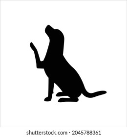 Dog raising hand silhouette vector icon 