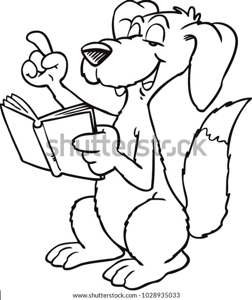 Dog Reading Book Stock Vector (Royalty Free) 1028935033