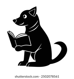 Ilustración vectorial de libros de lectura de perros - Dibujos animados, Clipart y diseño de arte de línea