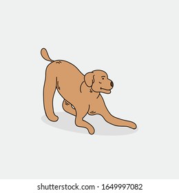 dog ready to jump line art doodle vector