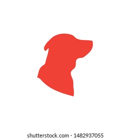 Dog Red Icon On White Background. Red Flat Style Vector Illustration