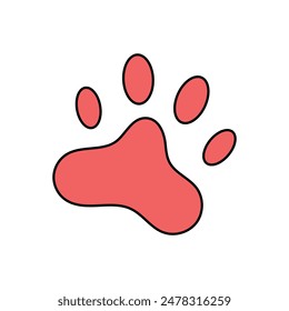 Dog red paw icon vector. Paw vector icon isolated on white background, Paw logo design. Vector illustration. Eps file 151.