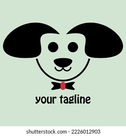 Dog With Red Tie Logo Vector Design 