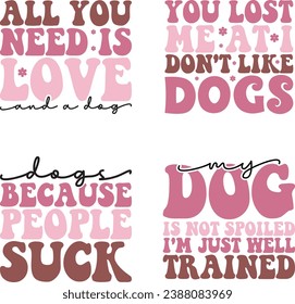 dog retro design bundle and digital download