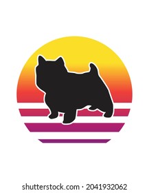 Dog Retro Sunset Design template. Vector design template for logo, badges, t-shirt, POD and book cover. Isolated white background.