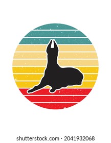 Dog Retro Sunset Design template. Vector design template for logo, badges, t-shirt, POD and book cover. Isolated white background.