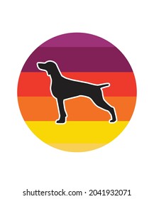 Dog Retro Sunset Design template. Vector design template for logo, badges, t-shirt, POD and book cover. Isolated white background.