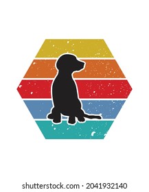 Dog Retro Sunset Design template. Vector design template for logo, badges, t-shirt, POD and book cover. Isolated white background.