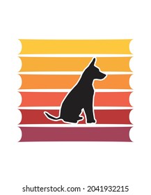 Dog Retro Sunset Design template. Vector design template for logo, badges, t-shirt, POD and book cover. Isolated white background.