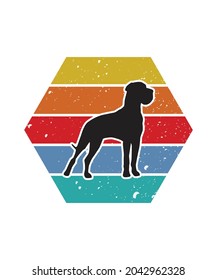 Dog Retro Sunset Design template. Vector design template for logo, badges, t-shirt, POD and book cover. Isolated white background.