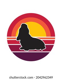 Dog Retro Sunset Design template. Vector design template for logo, badges, t-shirt, POD and book cover. Isolated white background.