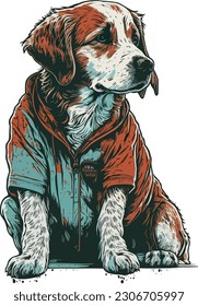 Dog in a retro tshirt, Vector