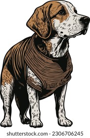 Dog in a retro tshirt, Vector