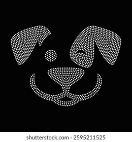 Dog Rhinestone T-shirt Design Vector Template 