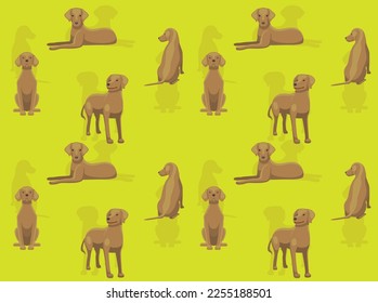 Dog Rhodesian Ridgeback Cute Cartoon Poses Seamless Wallpaper Background