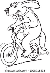 Dog is riding a bike