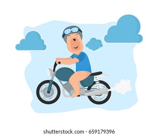 A Dog Riding Motorcycle Cartoon Vector Illustration