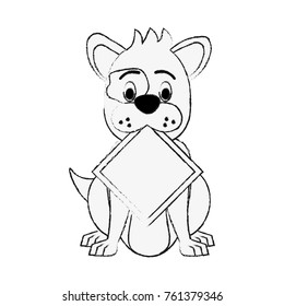 Dog with roadsign cartoon